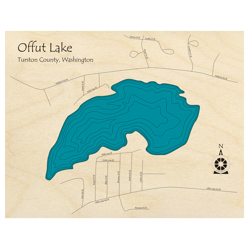 Offut Lake, Washington 3D Custom Wood Map – Lake Art LLC