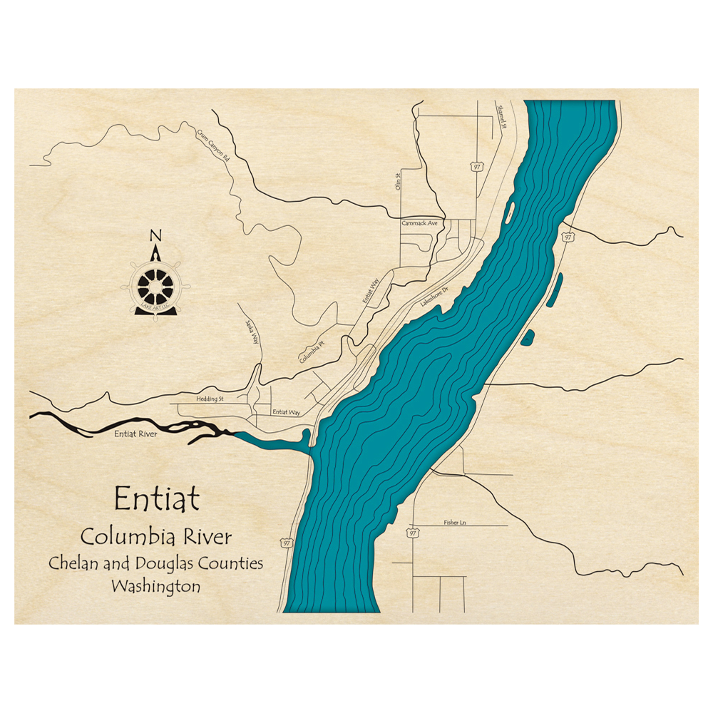 City of Entiat on the Columbia River, Washington 3D Custom Wood