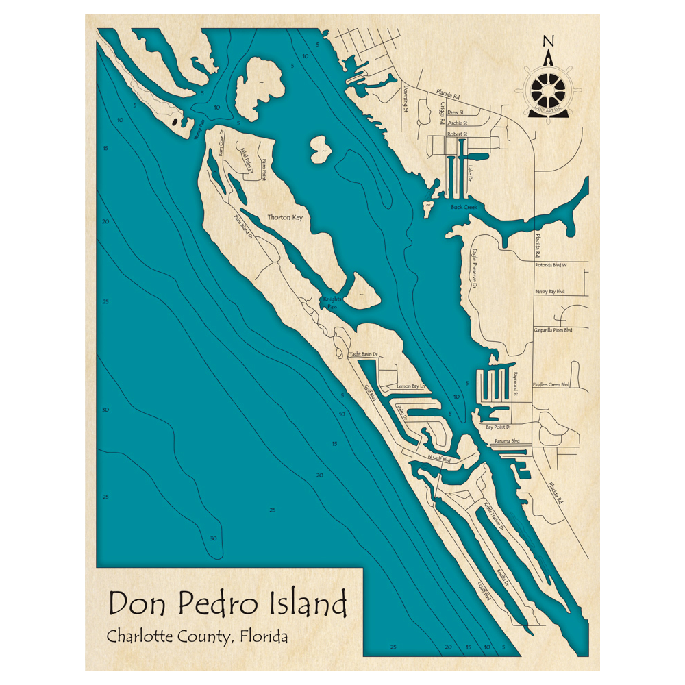 Don Pedro Island, Florida 3D Custom Wood Map – Lake Art LLC