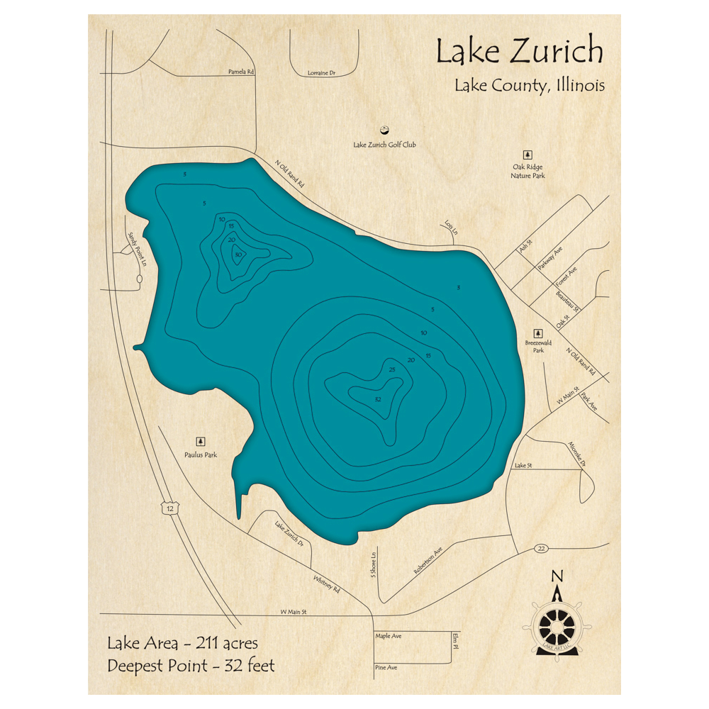 Map Of Lake Zurich Area