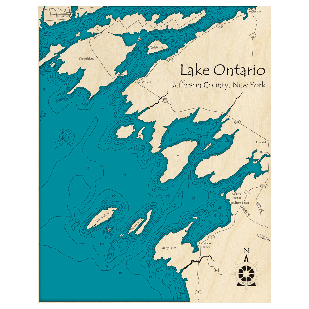 Lake Ontario 3D Custom Wood Map – Lake Art LLC