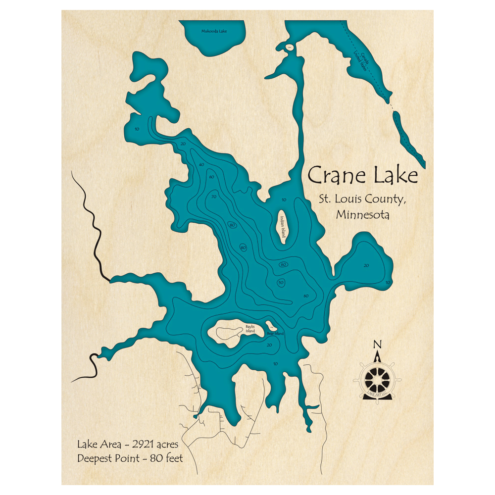 Crane Lake, Minnesota 3D Custom Wood Map – Lake Art LLC