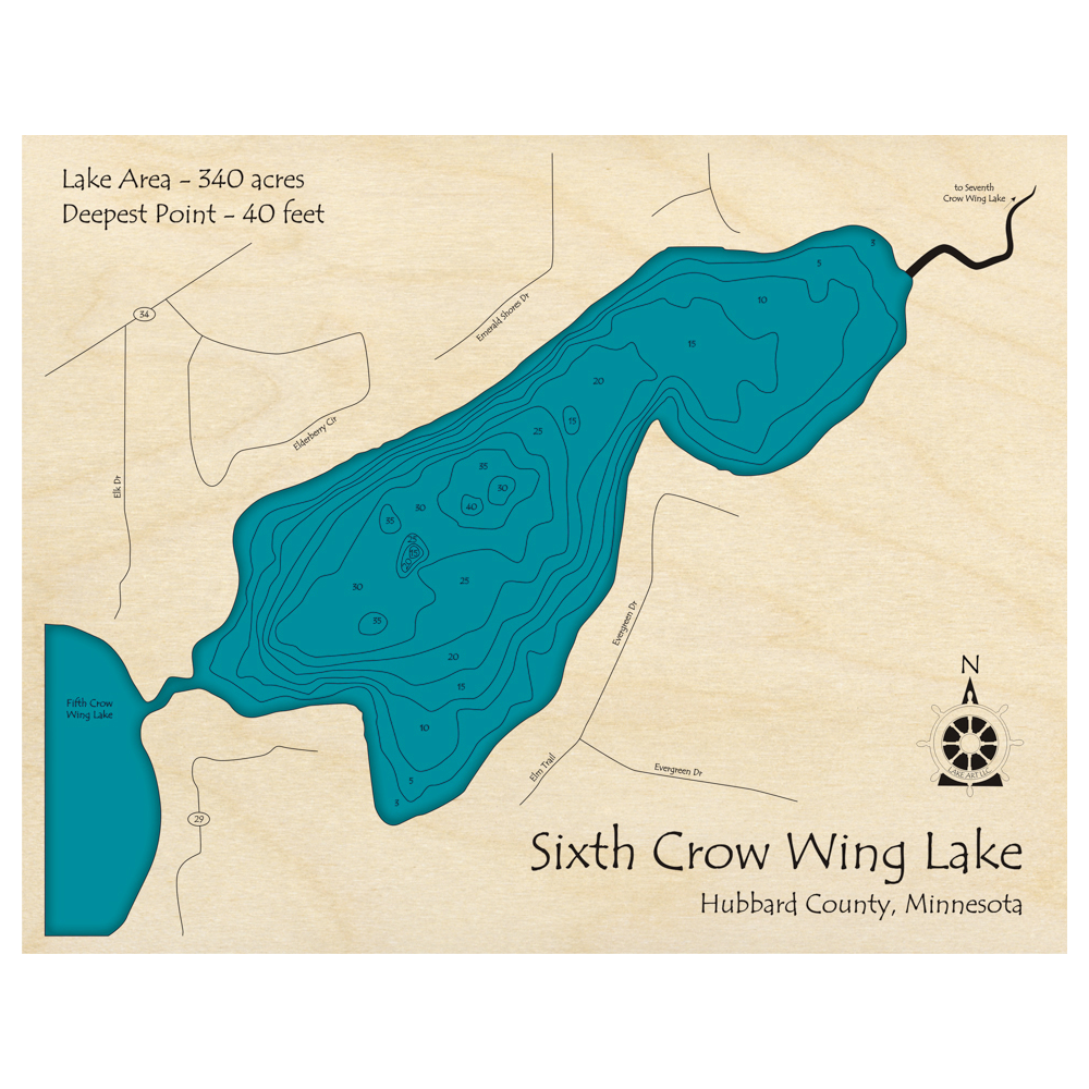 Sixth Crow Wing Lake Minnesota 3D Custom Wood Map Lake Art LLC sixth-crow-wing-lake-minnesota-3d-custom-wood-map-lake-art-llc