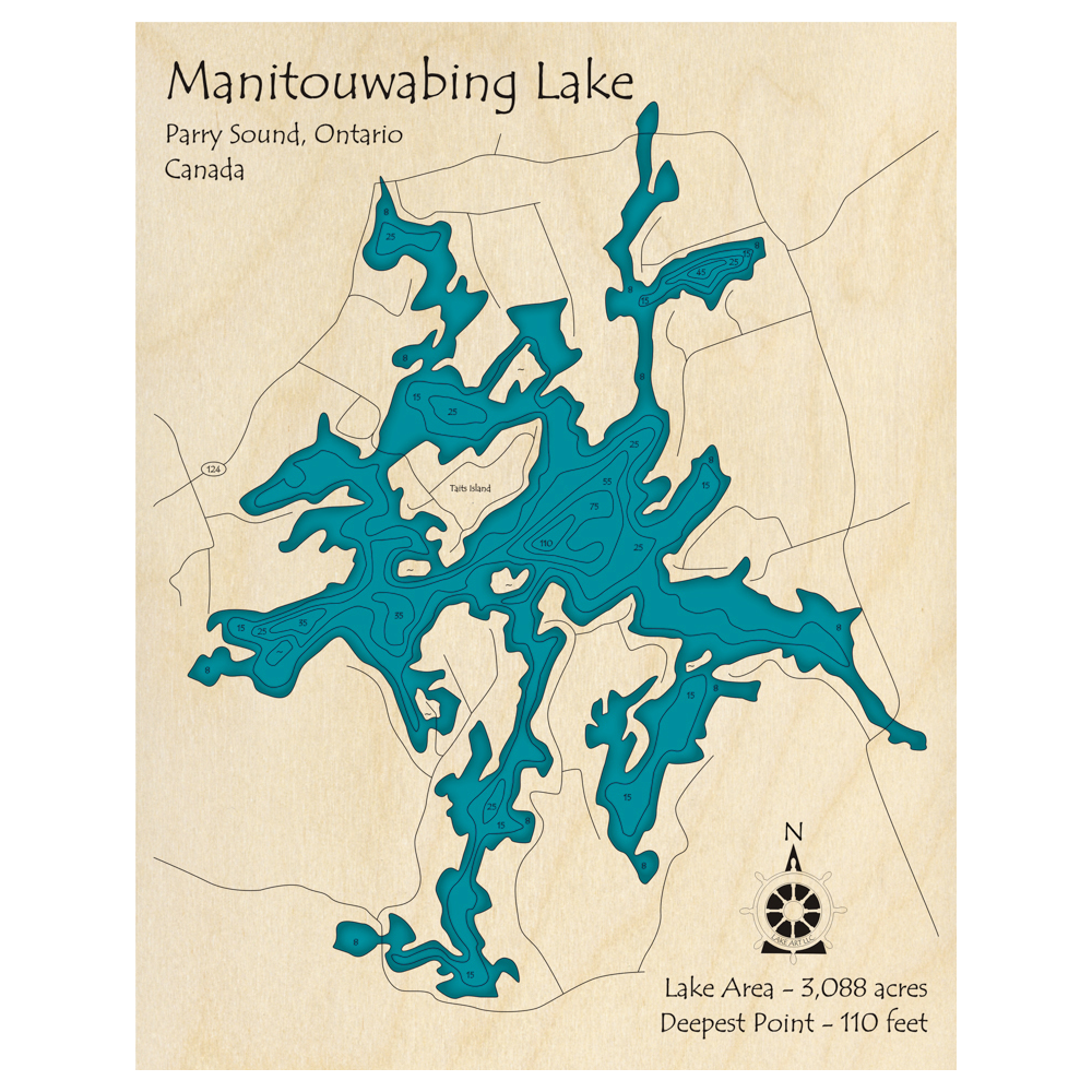 Manitouwabing Lake, Ontario 3D Custom Wood Map – Lake Art LLC Manitouwabing Lake, Ontario 3D Custom Wood Map – Lake Art LLC