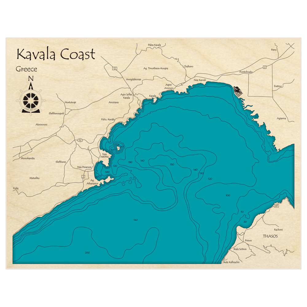 Kavala Coast 3D Custom Wood Map Lake Art LLC kavala-coast-3d-custom-wood-map-lake-art-llc