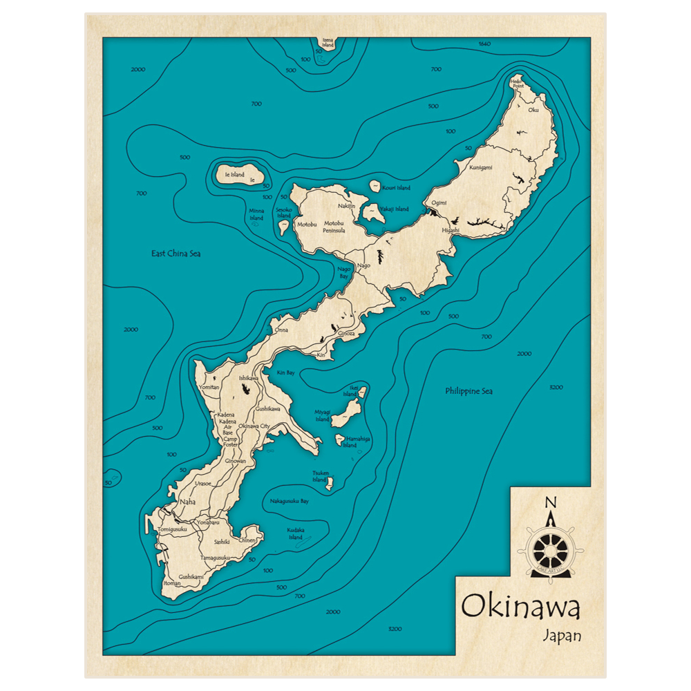 Okinawa 3D Custom Wood Map – Lake Art LLC