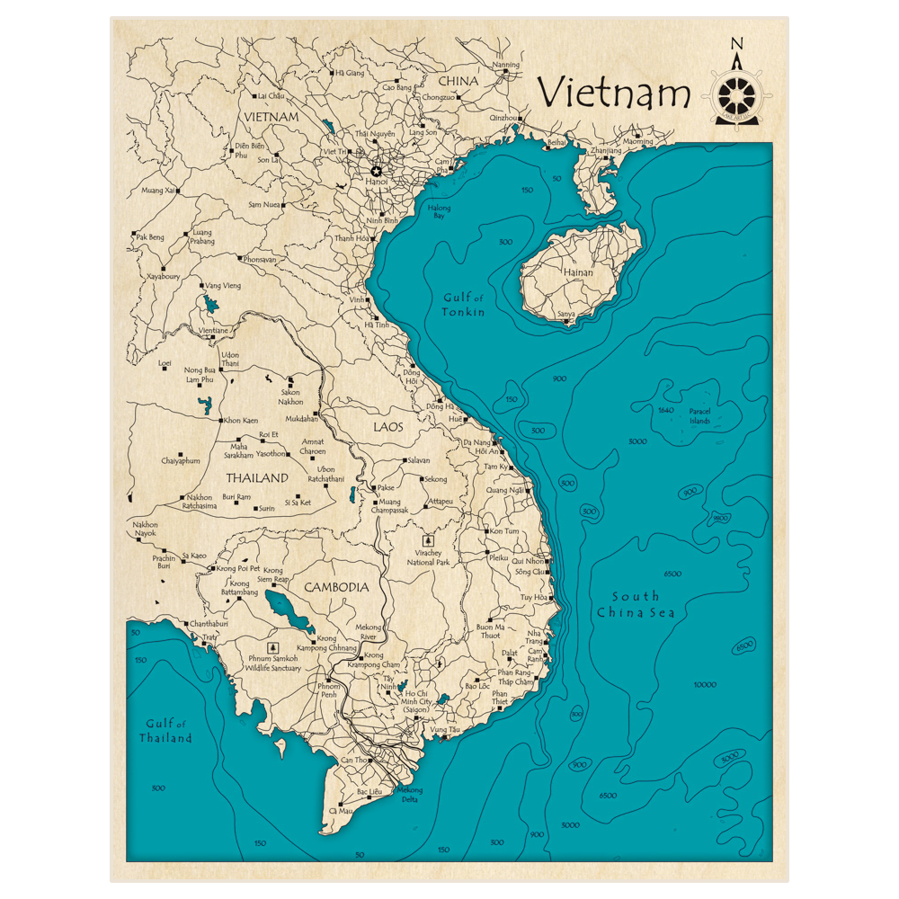 Vietnam 3D Custom Wood Map – Lake Art LLC