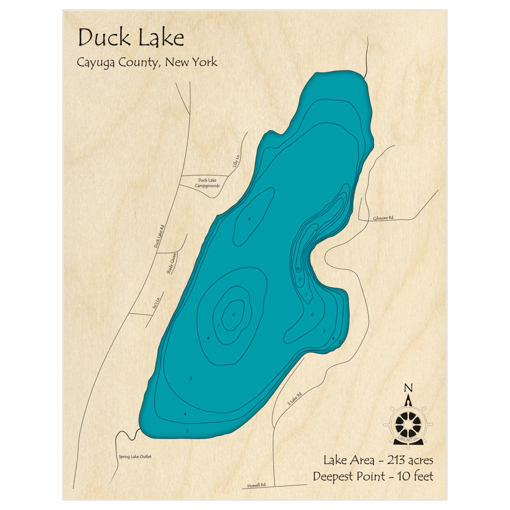 Duck Lake 3D Custom Wood Map Lake Art LLC