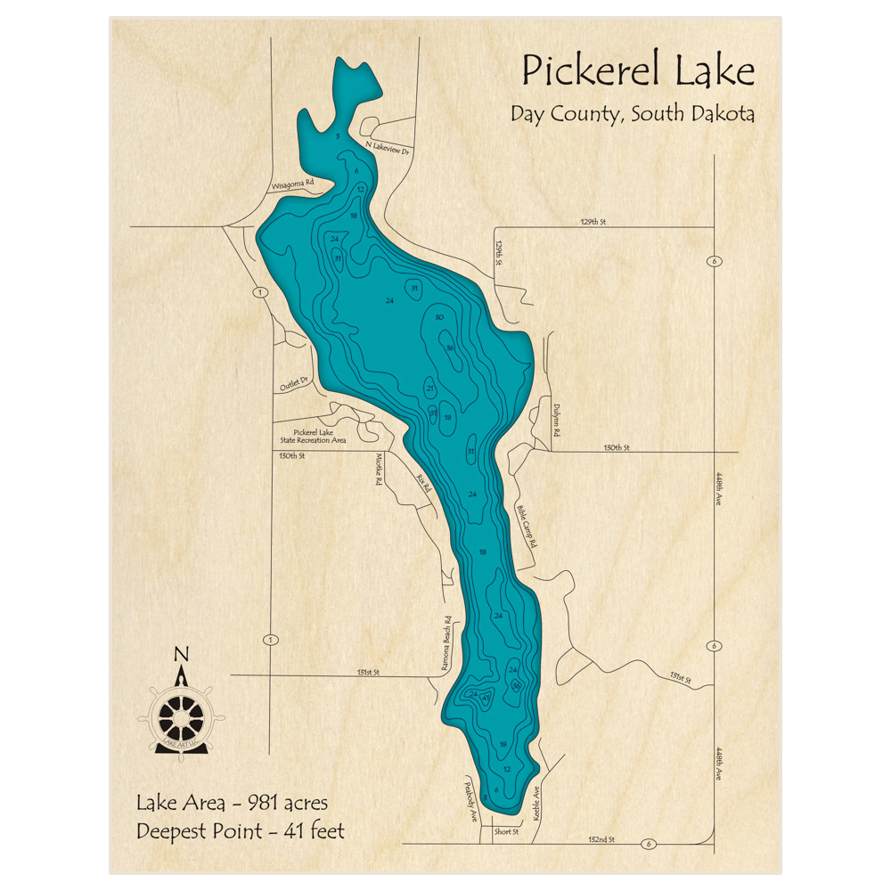 Pickerel Lake 3D Custom Wood Map Lake Art LLC pickerel-lake-3d-custom-wood-map-lake-art-llc