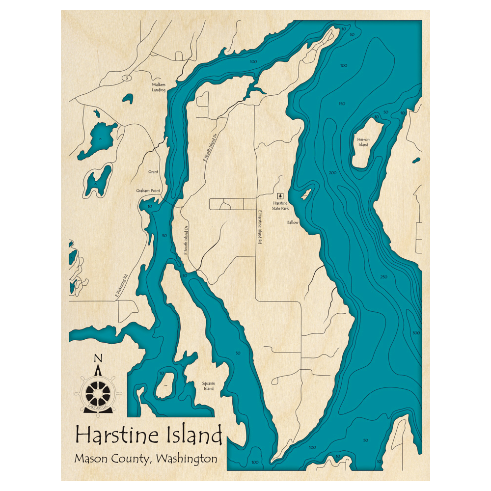 Harstine Island, Washington 3D Custom Wood Map – Lake Art LLC