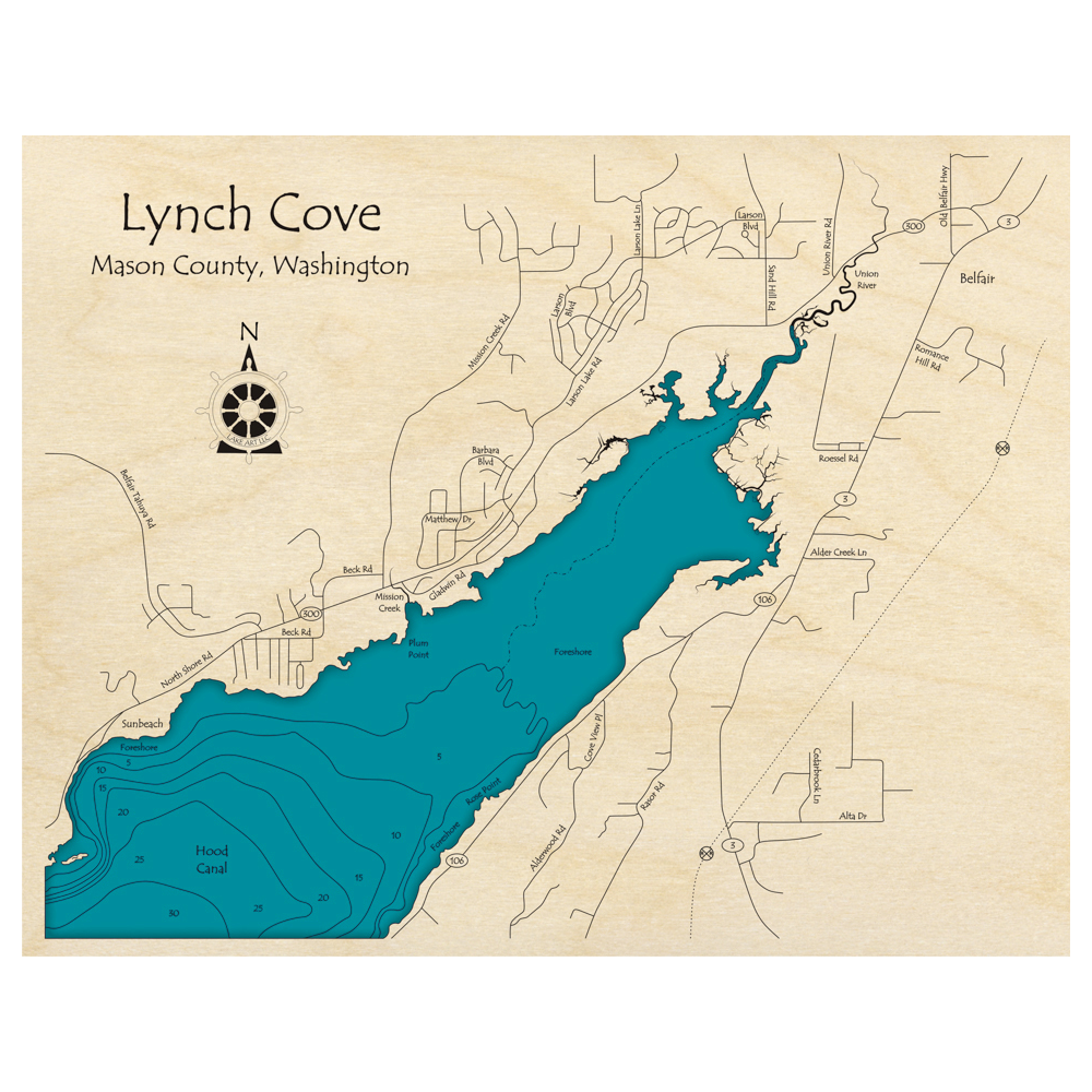 Lynch Cove, Washington 3D Custom Wood Map – Lake Art LLC