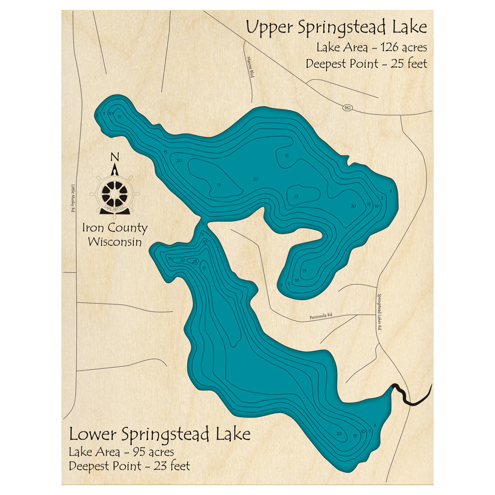 Springstead Wi Springstead, Wisconsin 3D Custom Wood Map – Lake Art LLC
