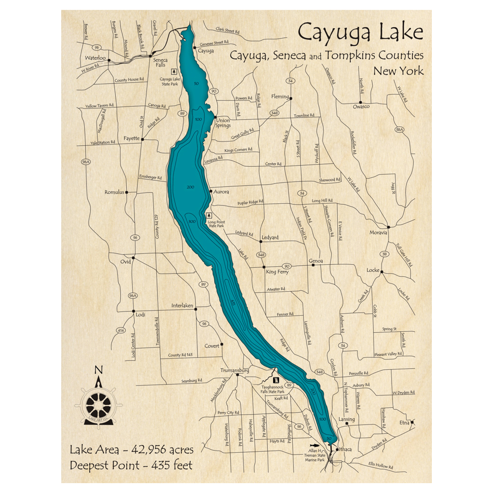 Cayuga Lake Contour Map Cayuga Inlet (Cayuga Lake) At Ithaca NY USGS