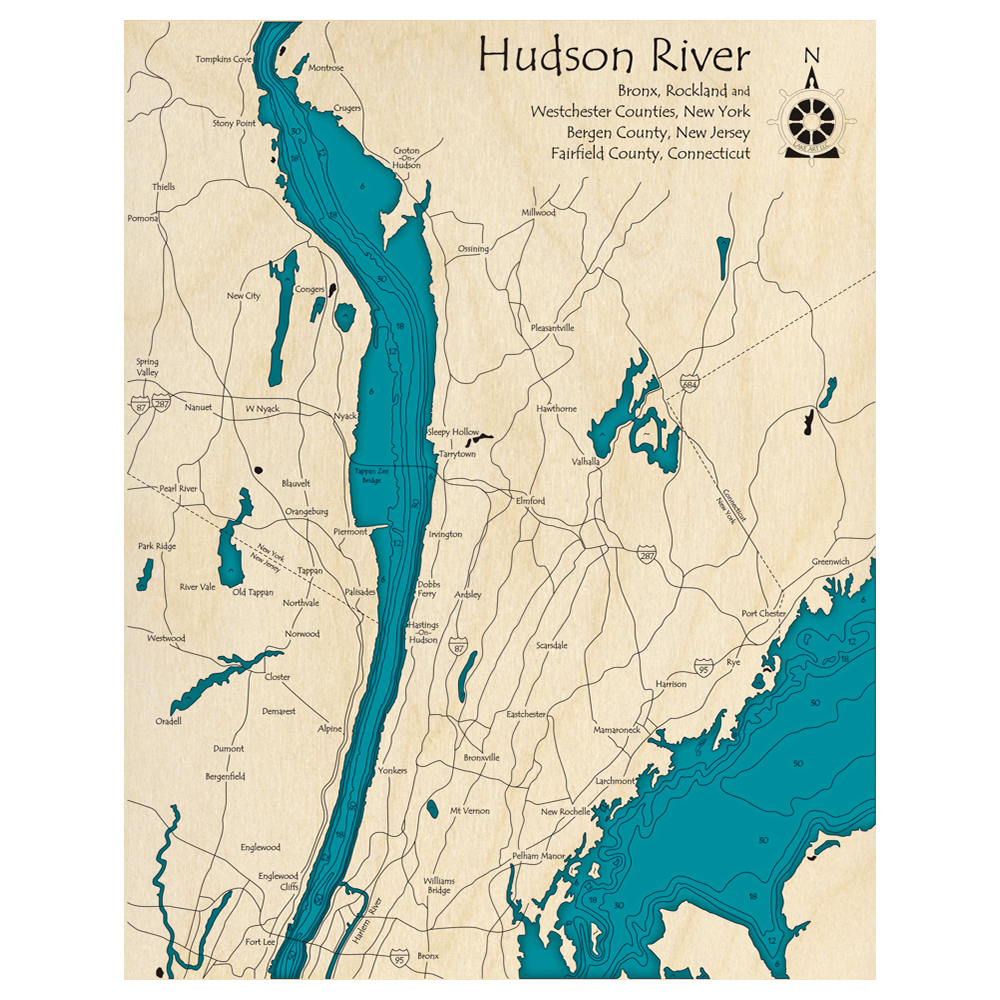Hudson River, New York 3D Custom Wood Map – Lake Art LLC