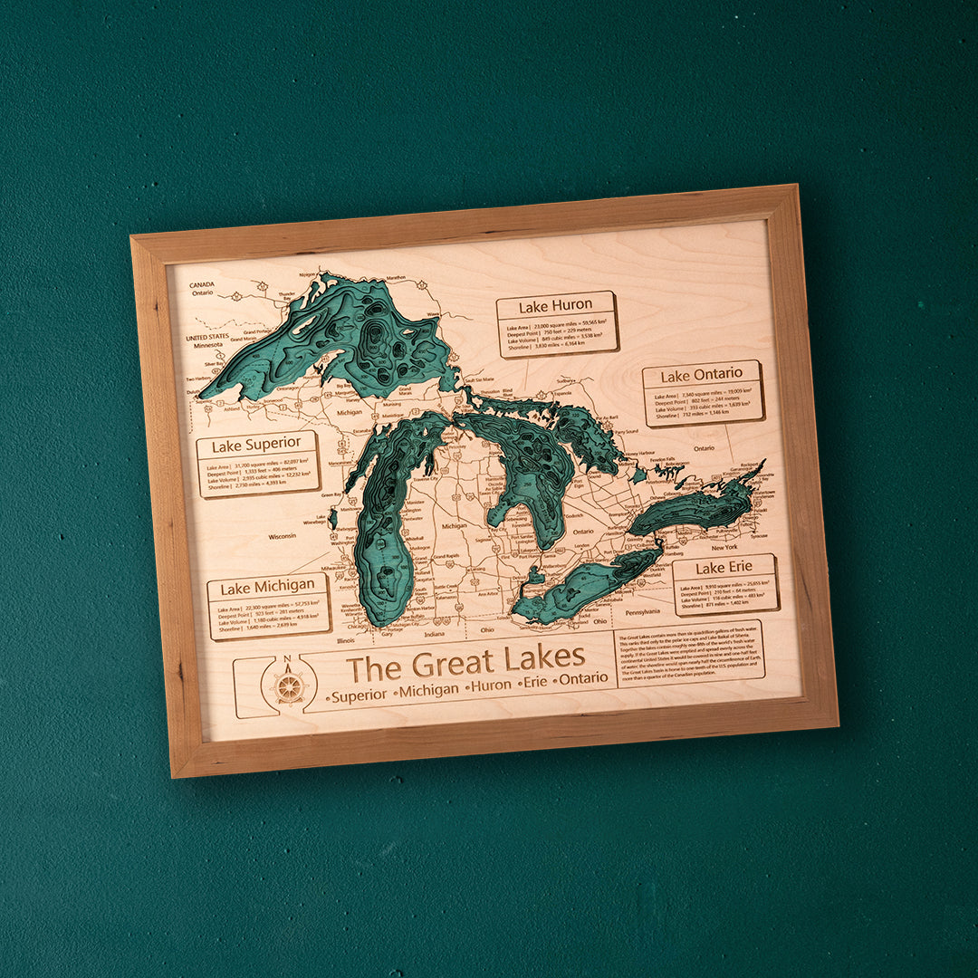 Your Lake, Personalized | 16x20 3D Wood Map – Lake Art LLC