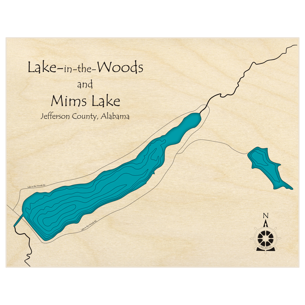 Bathymetric topo map of Lake in the Woods  with roads, towns and depths noted in blue water